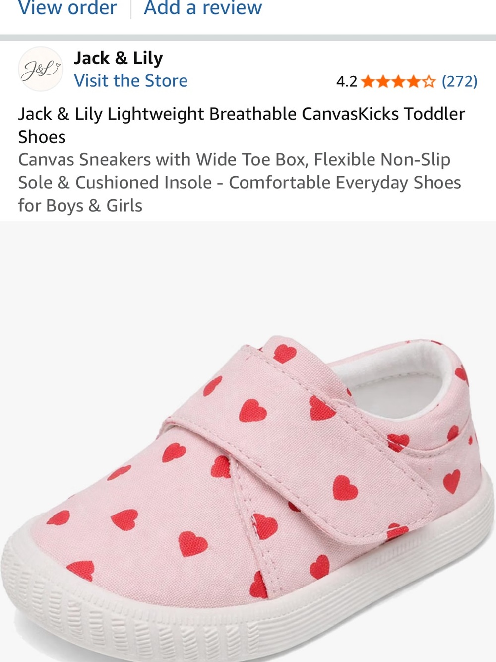 Jack & Lily Pink Heart Toddler Canvas Sneakers